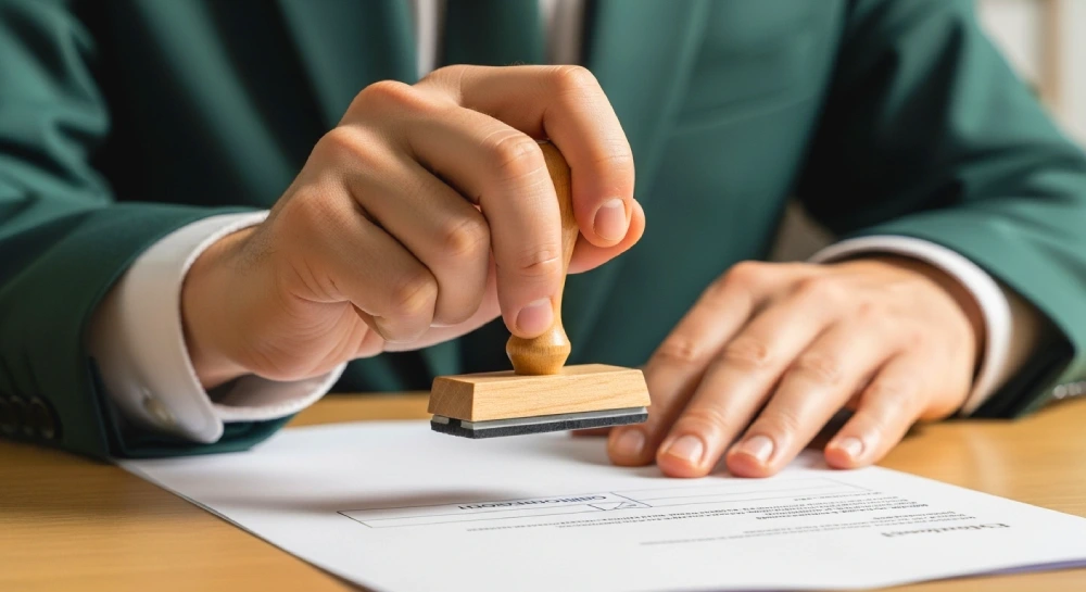 Documento de alvará sendo assinado